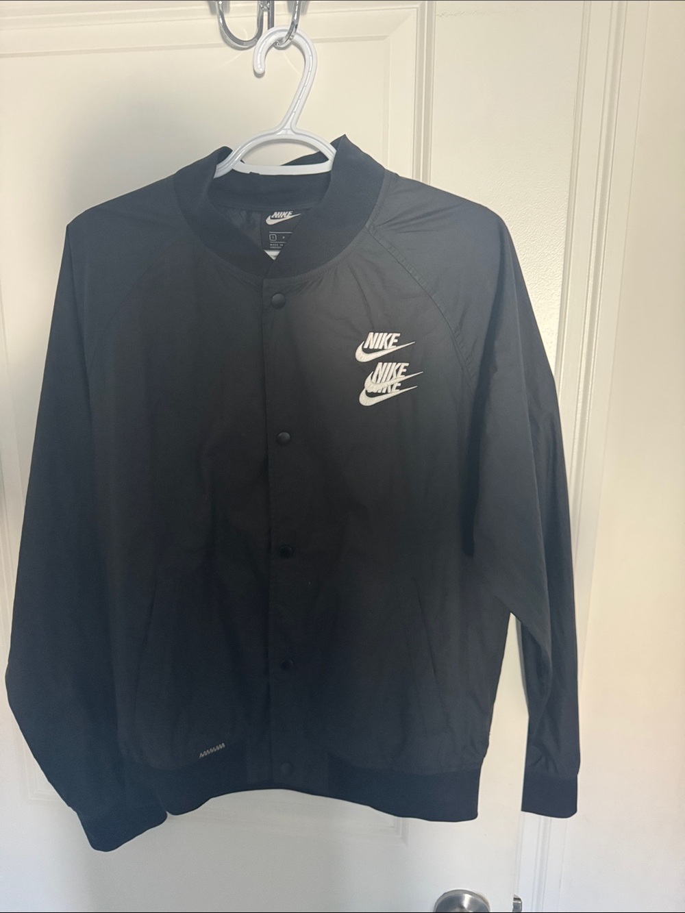 Nike Black Bomber Jacket with White Logo Cluster